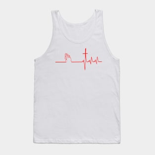 Christianity, Heartbeat icon, cross, heart & prayer Tank Top